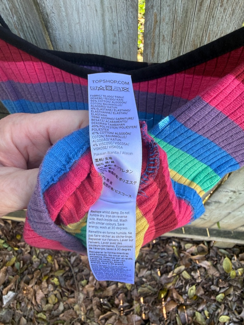 Topshop Rainbow Stripe Camisole Top RED MULTI, Size 8 US (fits like 6-8) - Picture 10 of 12